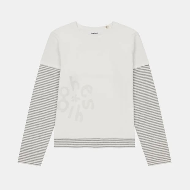 오헤시오 LOGO LAYERED STRIPE LONG T-SHIRT
