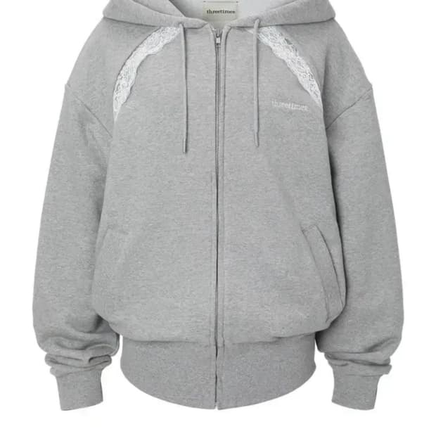 쓰리타임즈 레이스 후드 집업 그레이