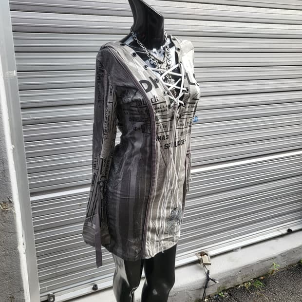 salvage long-sleeved one-piece 