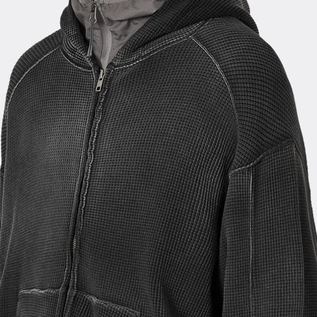 ROA sun faded waffle zip up hoodie (25fw