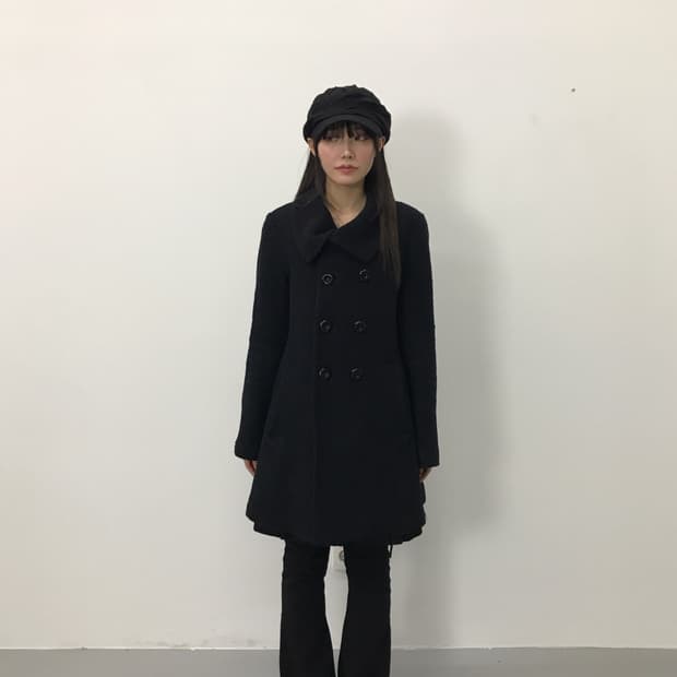 'SUPER HAKKA' Black Double Breasted Coat