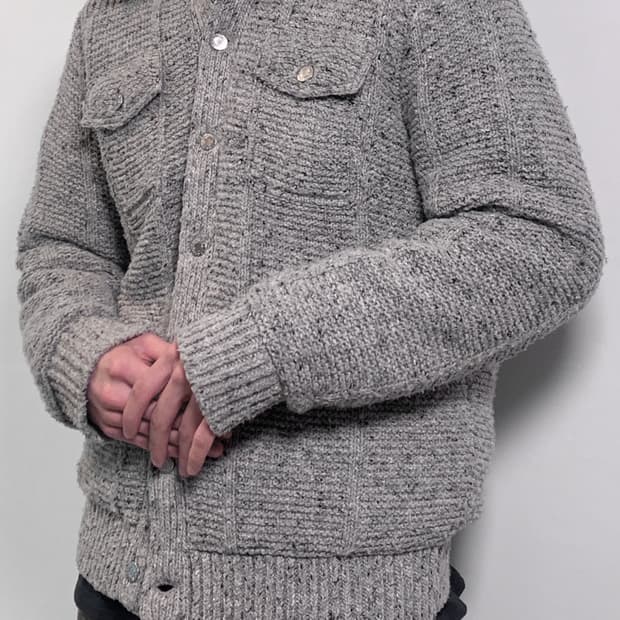 Damaged Padded Knit Jacket