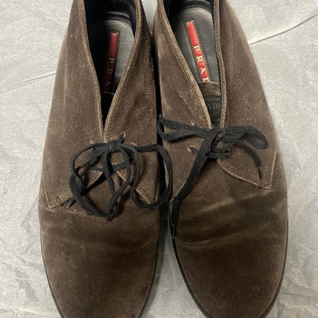 프라다 브라운 스웨이드 레더 데저트 부츠 us10