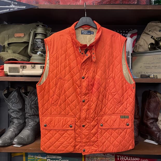 90s 폴로 랄프로렌 헌팅 버튼 집업 퀼팅 베스트 자켓