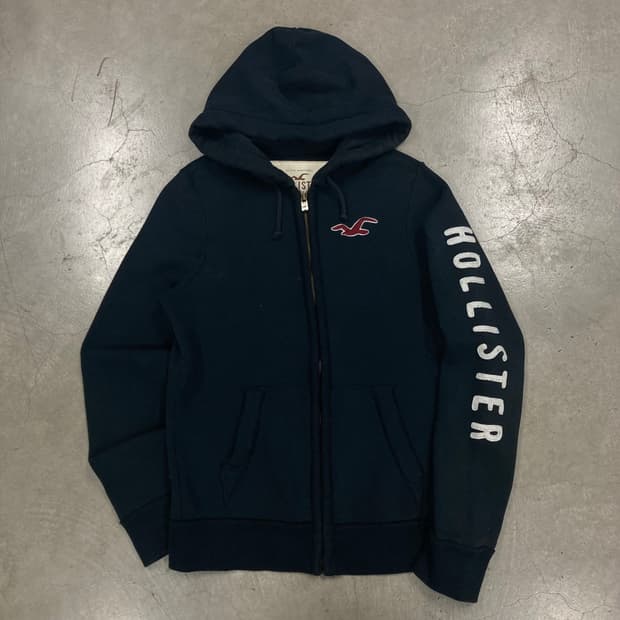 홀리스터 네이비 컬러 사이드 스펠아웃 후드집업