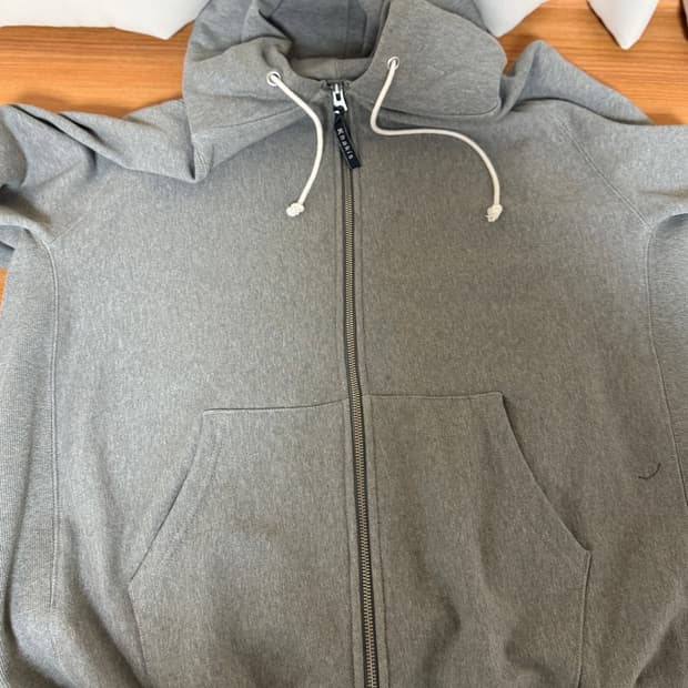 카키스 기모후드 집업 카키그레이