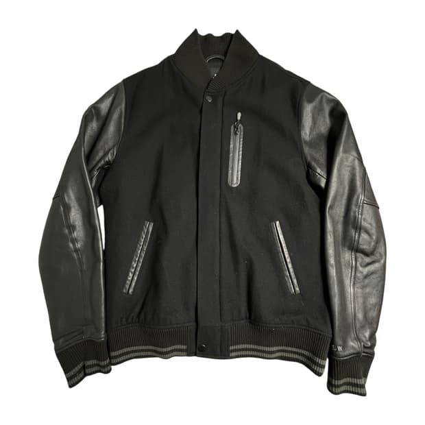 NIKE NSW 바시티 레더 자켓 블랙