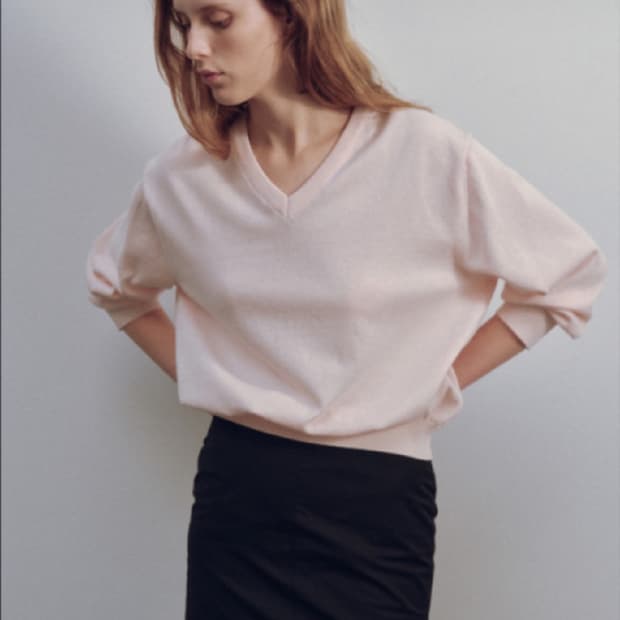 Pipley v-neck pullover (Baby pink)
