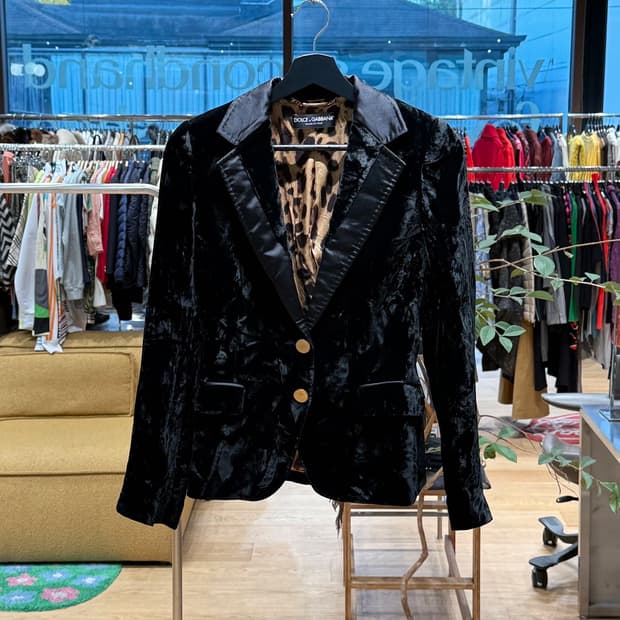 돌체앤가바나 블랙 벨벳 노치드 라펠 블레이저 자켓 