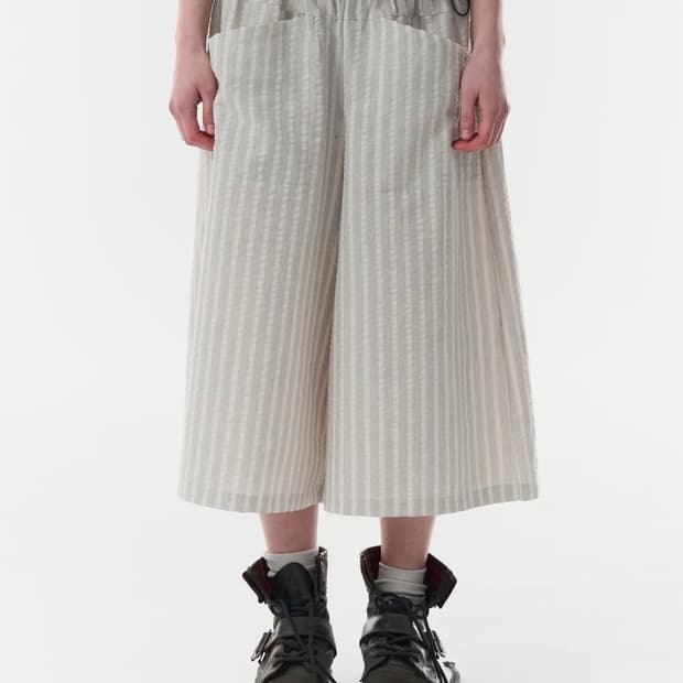 파히섬 스트라이프 와이드팬츠 크림