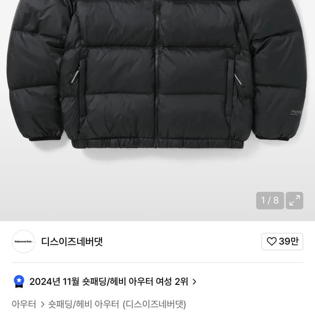 디스이즈네버댓 패딩 PERTEX DOWN JACKET S
