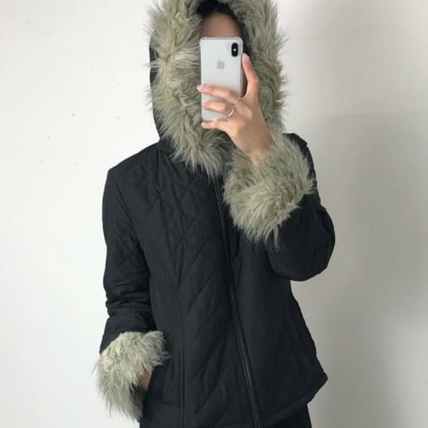 Black fur point quilting jk