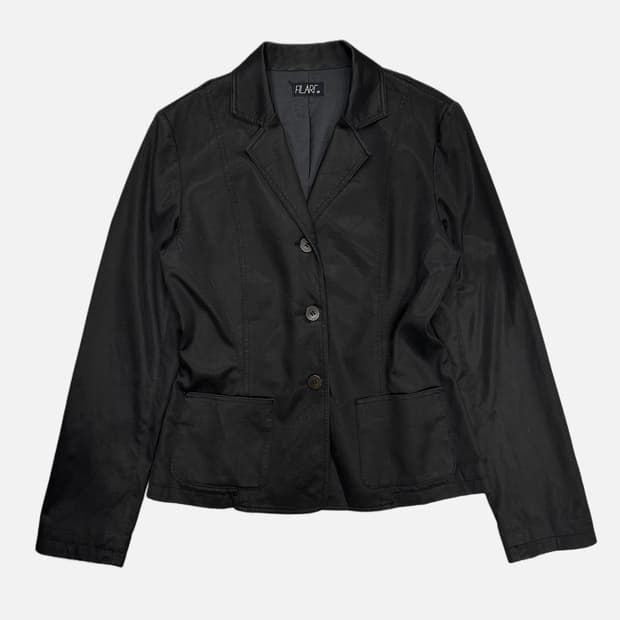 glossy black pocket blazer