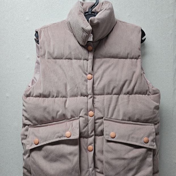 코듀로이 트롭기장 분홍 조끼  M