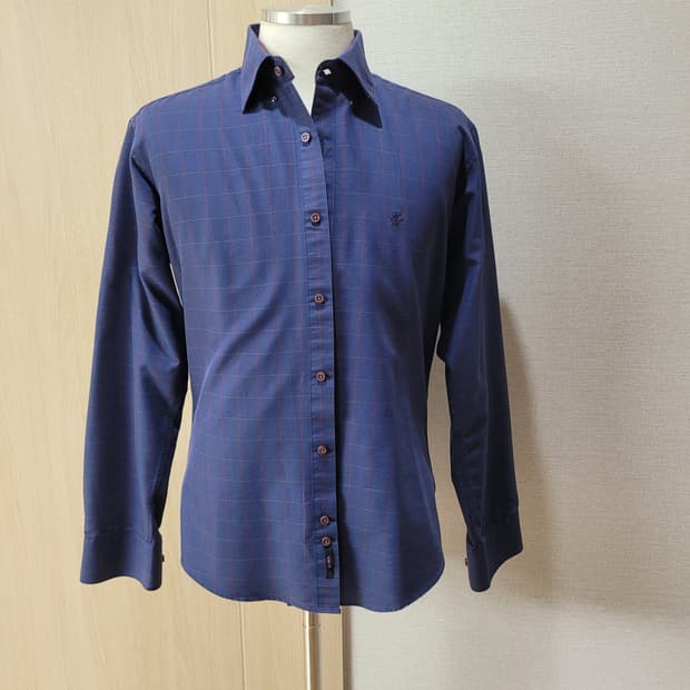 웅가로 Ungaro 남자 체크 드레스 셔츠 105 딥블루