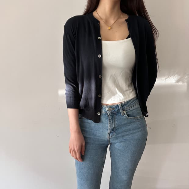 트리콧꼼데가르송 comme des garcons 디테일 칠부 가디건