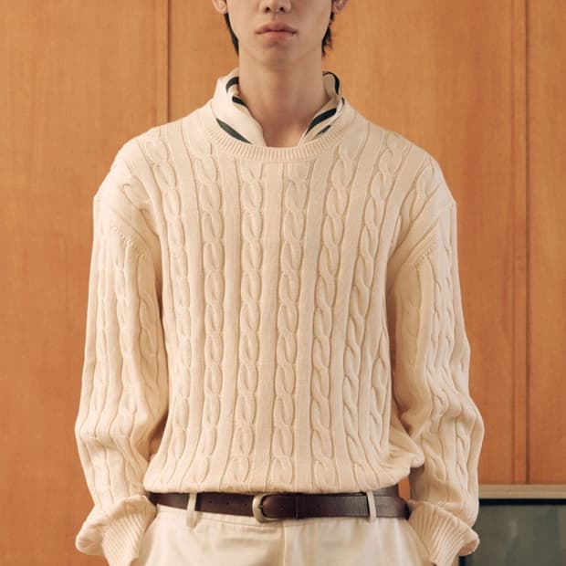 (XL)메르고 케이블 니트 아이보리