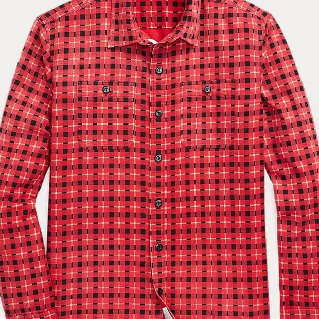 RRL 더블알엘 플래드 프린트 샤모아 워크셔츠 XL