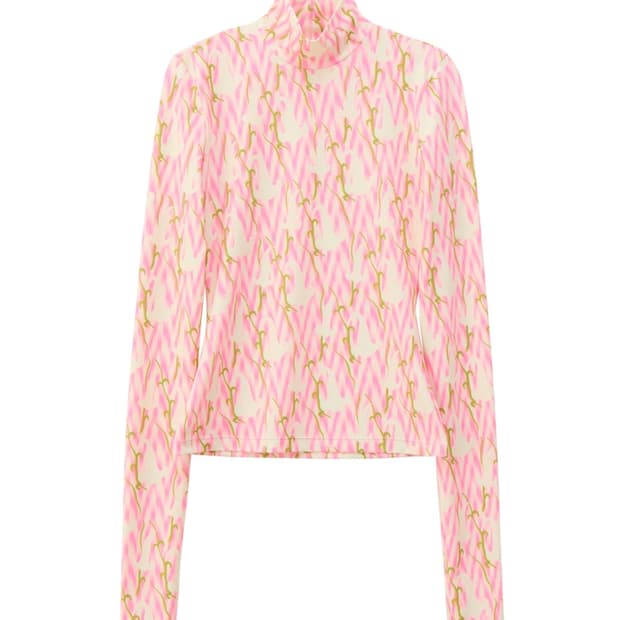 비건타이거 프린트 모크넥 탑 폴라티