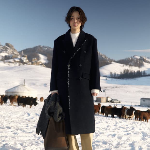 STU 핸드 스티치 더블 코트 블랙 M