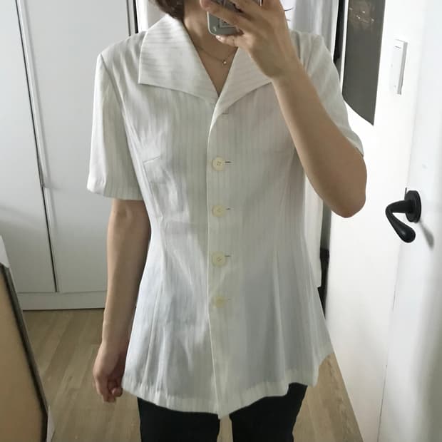 빈티지 반소매 자켓 블라우스