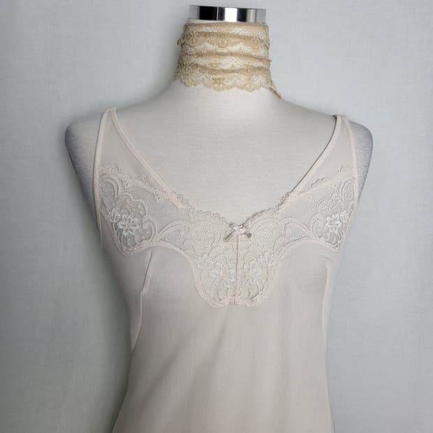 빈티지 베이지 슬립 원피스