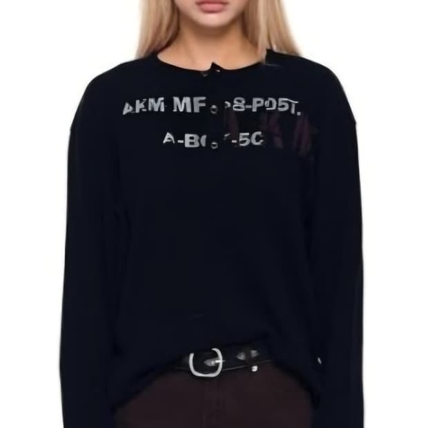 아캄 와플 롱 슬리브 블랙 2 Waffle Henry Neck Long