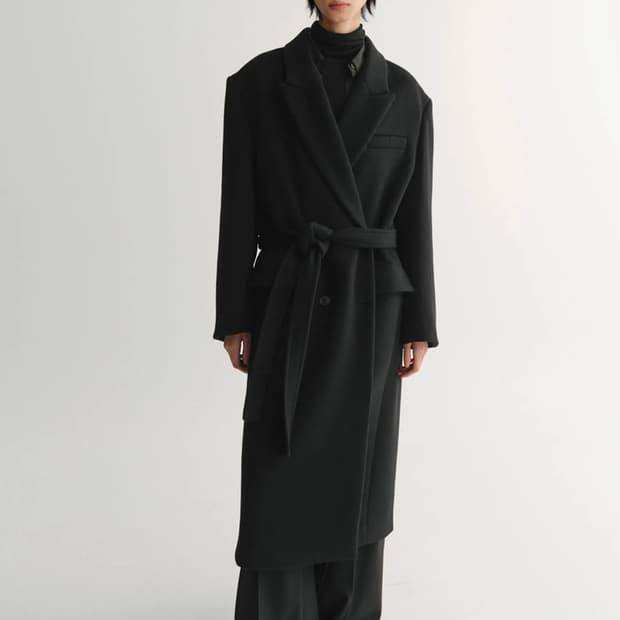 EAAH 이아 오버사이즈 더블 코트 블랙s