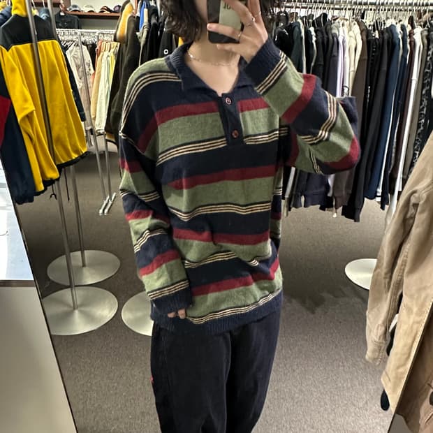 S)Japanese vintage 스트라이프 니트 스웨터