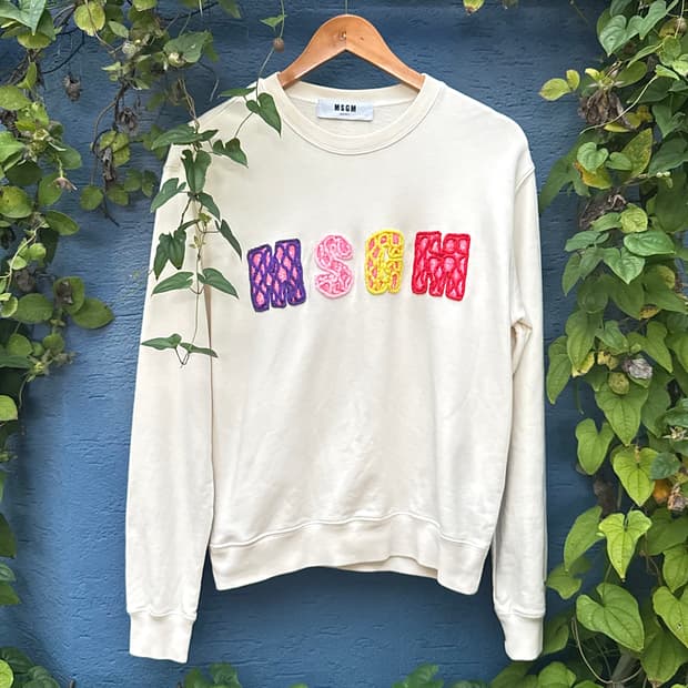 MSGM 자수 로고 맨투맨 스웻셔츠 (ivory)
