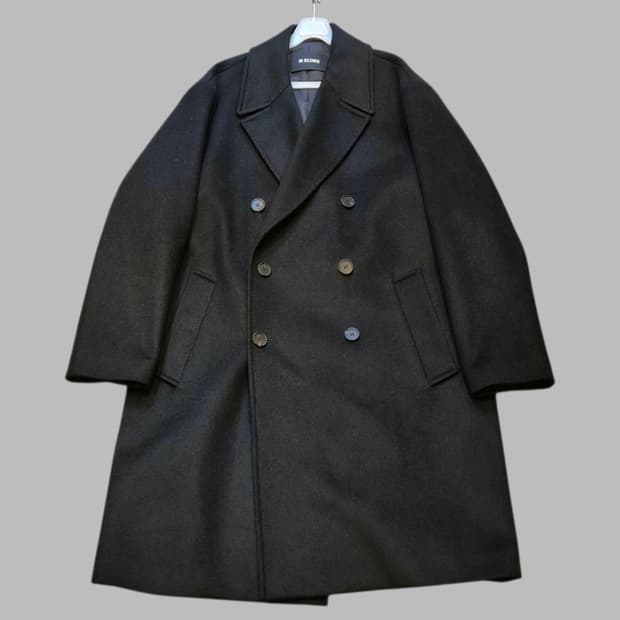 실사이즈 L~XL(착샷잇음) 블랙 울 더블롱코트 