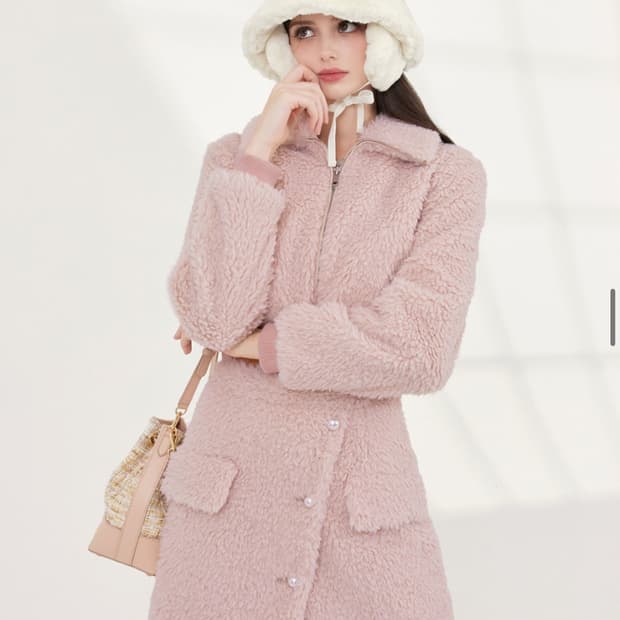 그레이스유 양털 테디 자켓 치마 세트 S