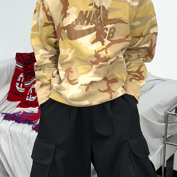 나이키 SB 베이지 카모 후드티 2XL