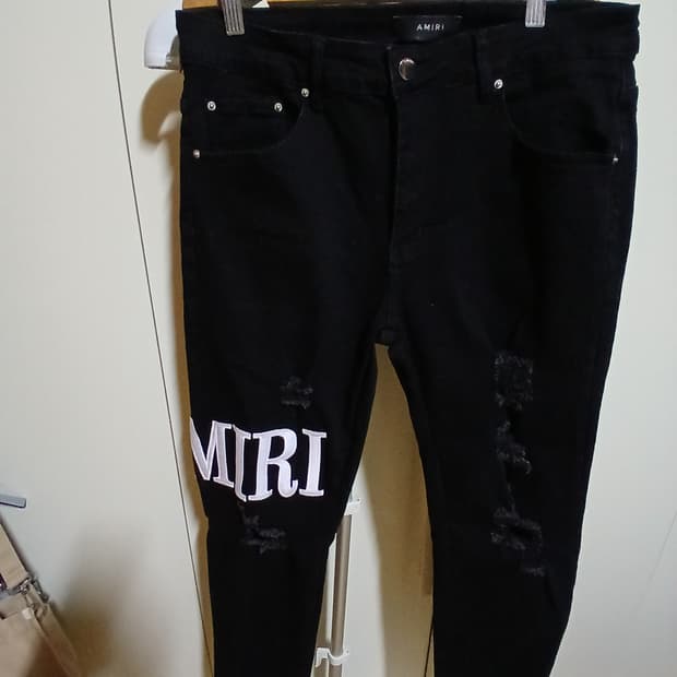 알마니 블랙  데미지로고  청바지 