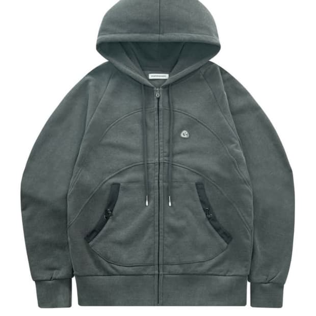 STRING POCKET HOOD ZIP-UP 블랙