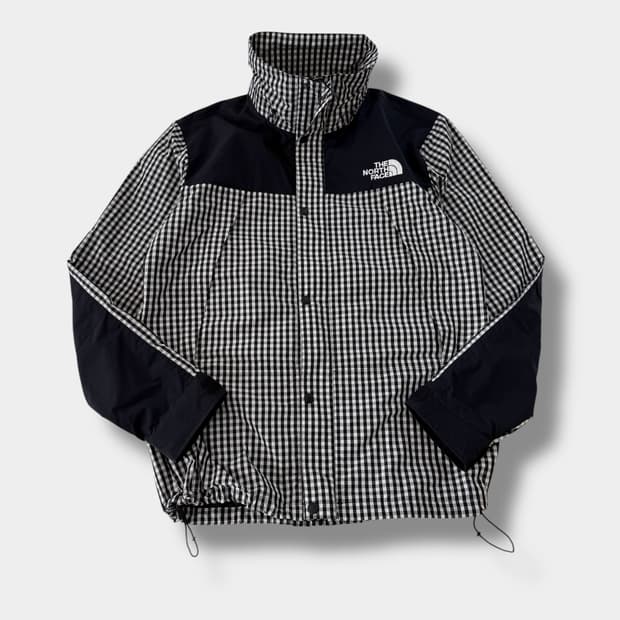 노스페이스 루즈핏 체크 패턴 나일론 바람막이 자켓
