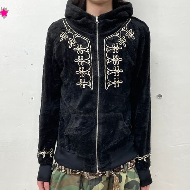 Napoloreon Detail Fur Hooded Zip-Up