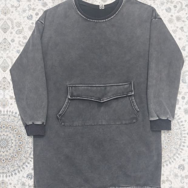 빈티지 피넛 워싱 포켓 롱 맨투맨  흑청 F