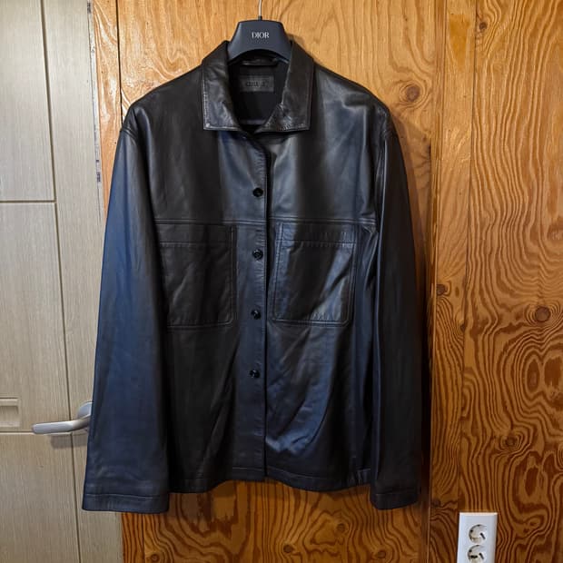 르메르 스탠드 카라 가죽 셔츠 자켓 