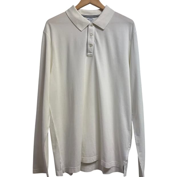 (새상품) 브룩스브라더스 화이트 긴팔폴로 티셔츠 XXL size