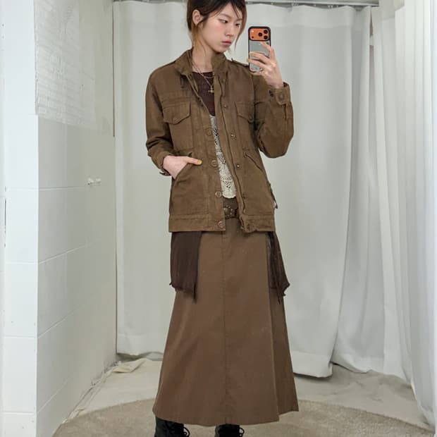 브라운 캐주얼 웨스턴 그런지 코디 세트