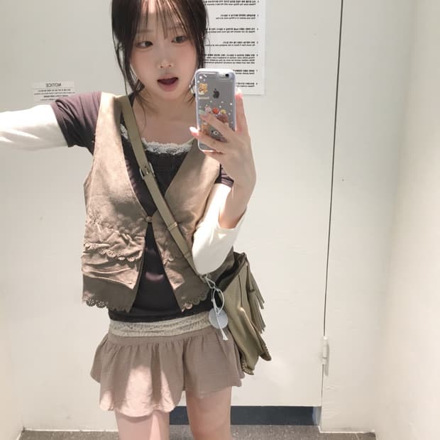 빈티지 베이지 아이보리 데일리 소녀 코디세트