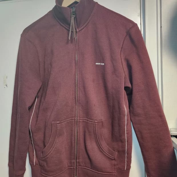 아르마니 버건디 집업 자켓 져지 M