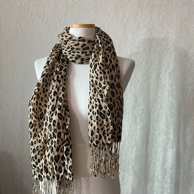 y2k 레오파드 글리터 머플러