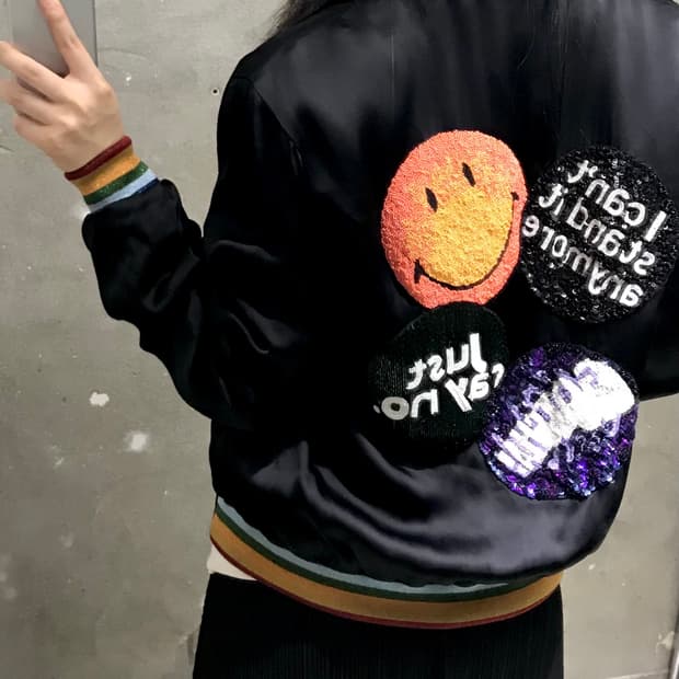 palm angels 팜엔젤스 스마일리 사틴 자켓