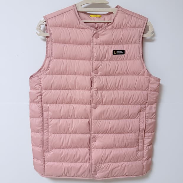 🧥 내셔널지오그래픽 덕다운 경량 패딩 조끼 (핑크 / 150)