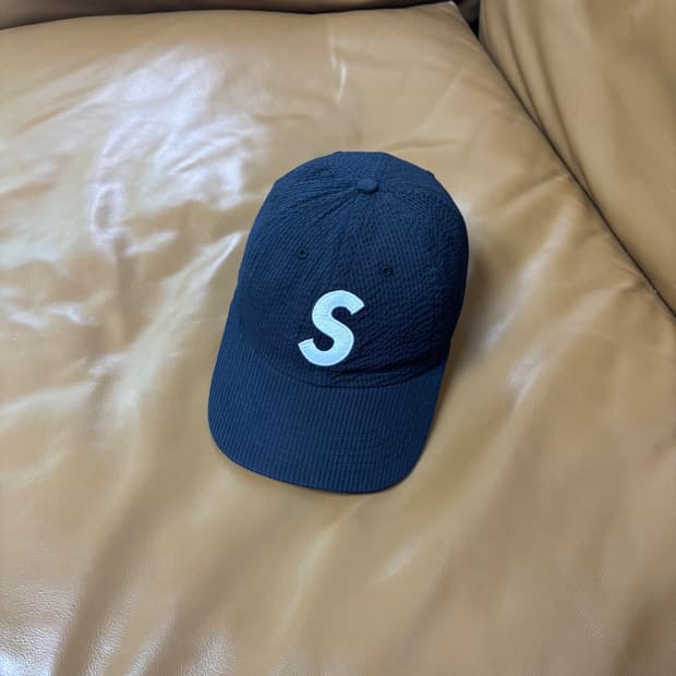 Supreme 슈프림 24ss 시어서커 블랙 S로고 6패널 볼캡 모자