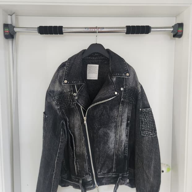 %새제품% 메종미네드 데님 라이더 자켓 L블랙 워싱 자켓