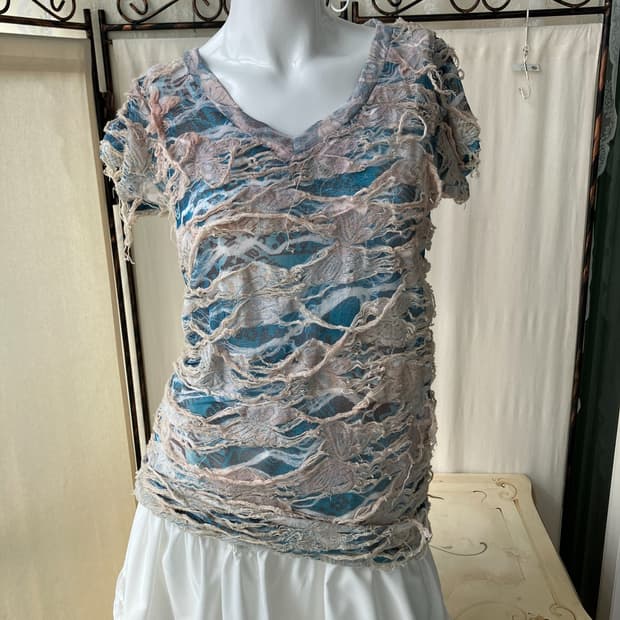 y2k sky blue grunge short sleeve