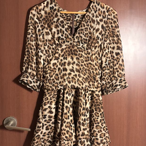 레오파드 쉬폰 원피스